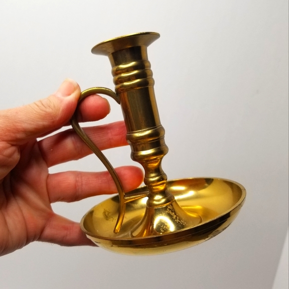 Vintage Accents Vintage Brass Chamber Stick Candle Holder Finger